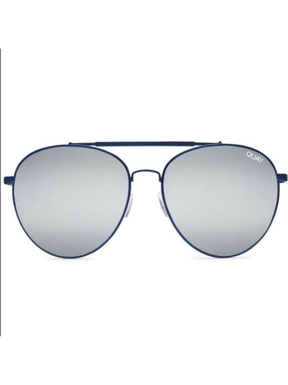 Quay Lickety Split Aviator Sunglasses in Navy with Silver Mirrors